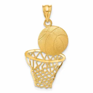 14 Yellow Gold Basketball and Net Charm Pendant