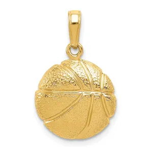 14k Yellow Gold Basketball Charm Pendant