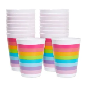 16 Oz Plastic Tumbler Cups For Kids Rainbow Party Supplies (16 Pack)
