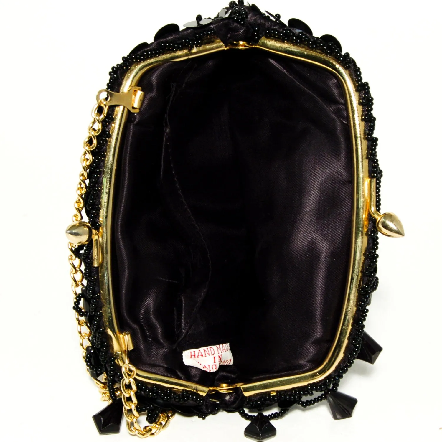 1950's Black Beaded Sequin Evening Bag
