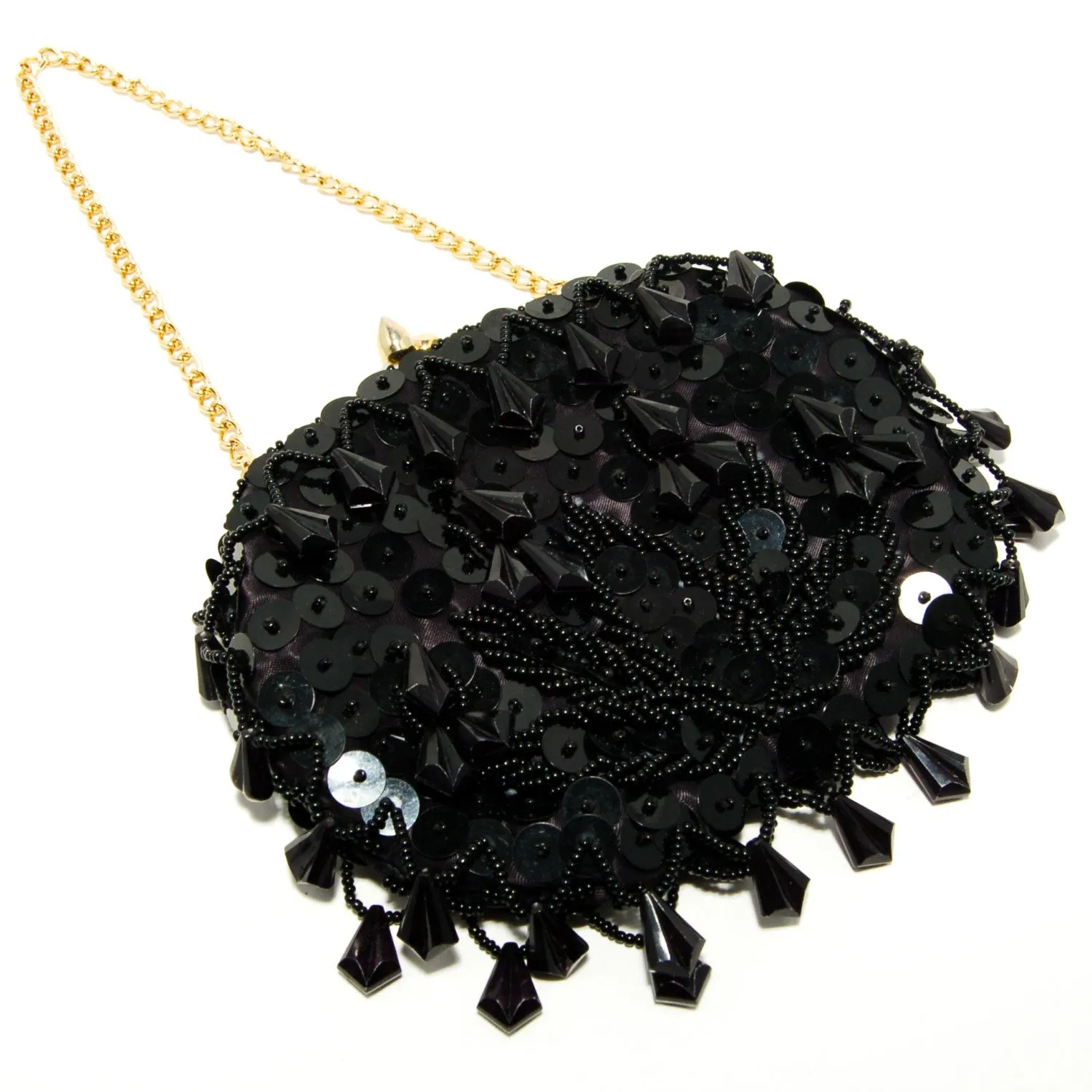 1950's Black Beaded Sequin Evening Bag