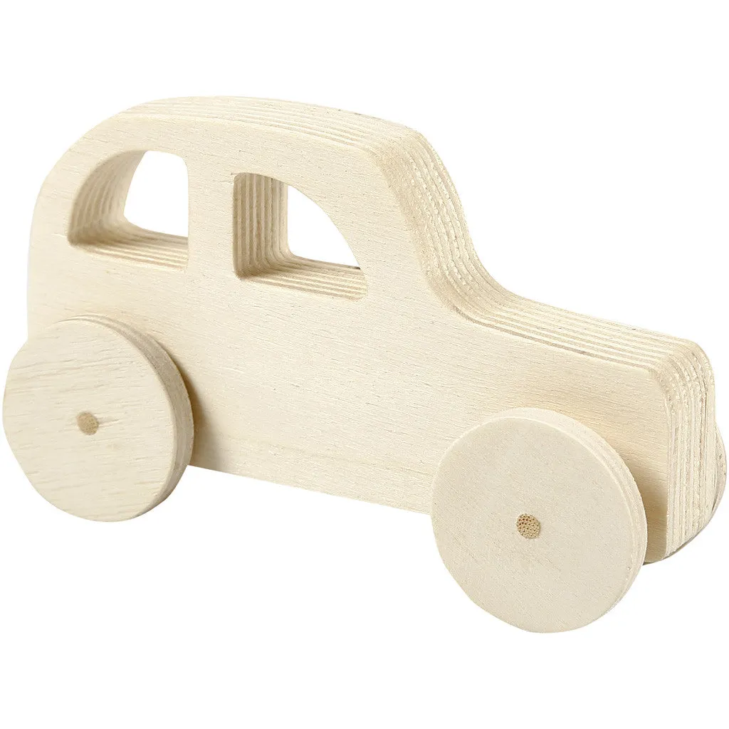 2 x Plywood Cars Vehicles Decoration Crafts 12x3.5x6 cm
