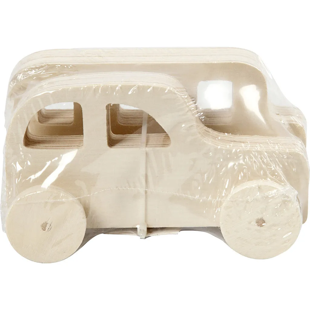 2 x Plywood Cars Vehicles Decoration Crafts 12x3.5x6 cm