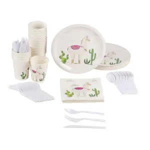24 Set Dinnerware Birthday Party Supplies Girls Boho Themed Llama