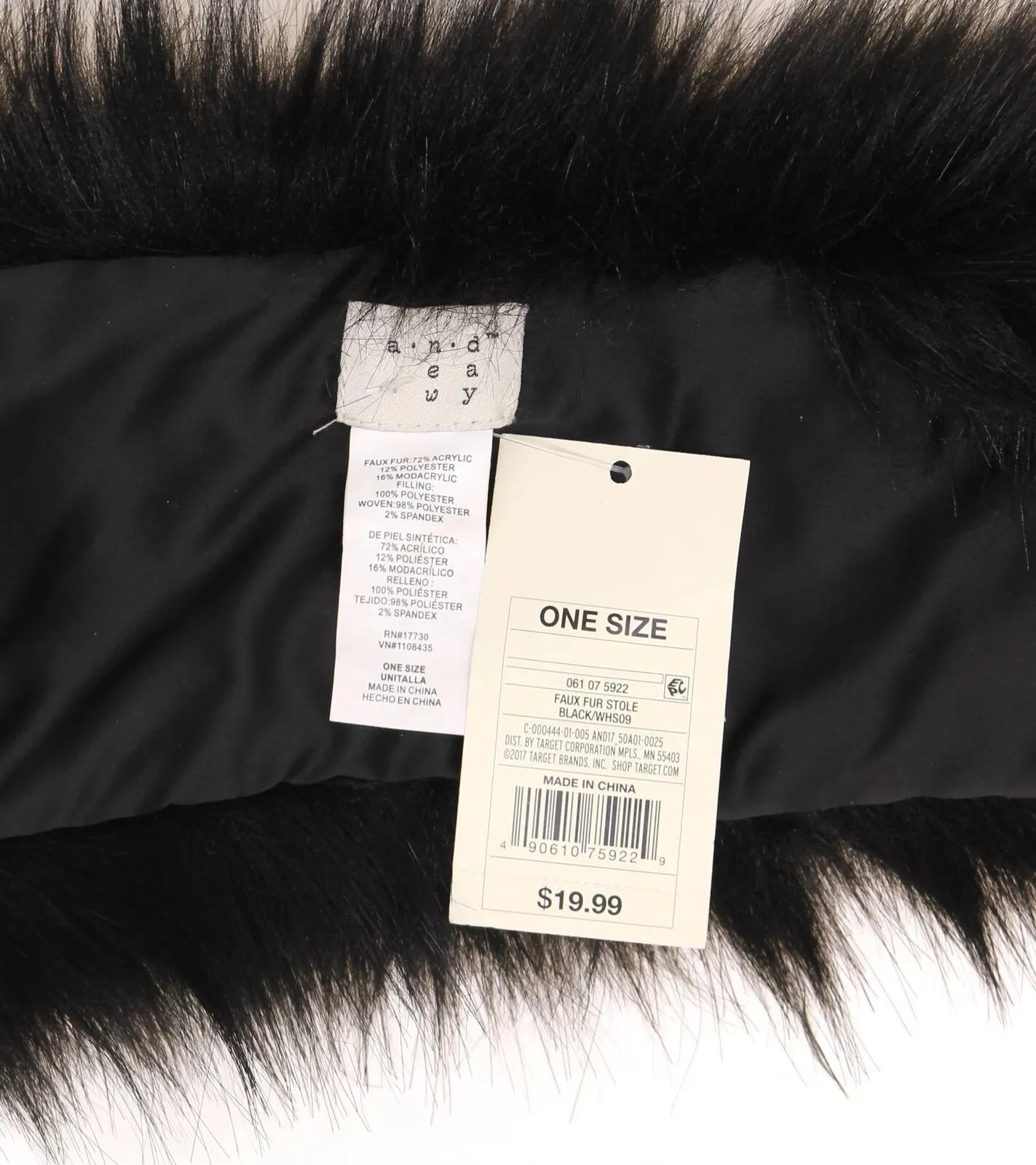 A New Day Women's Faux Fur Stole Cold Weather Scarf
