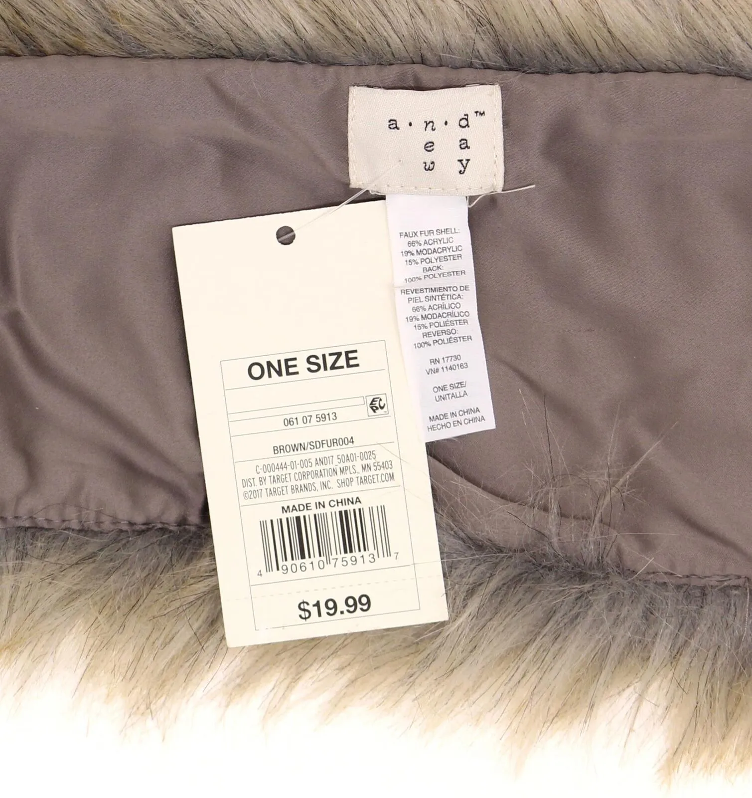 A New Day Women's Faux Fur Stole Cold Weather Scarf