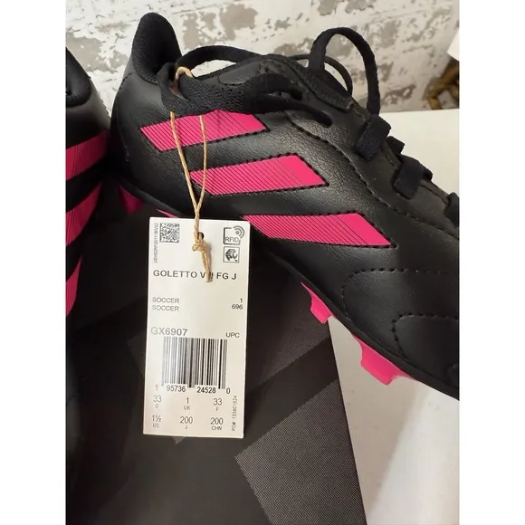 Adidas Goletto VIII FG J Cleats Girl's Youth 1.5 Soccer  Spiked Black Pink New