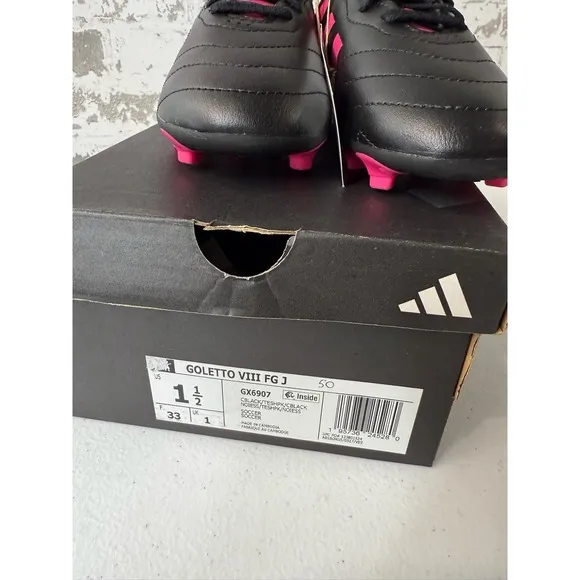 Adidas Goletto VIII FG J Cleats Girl's Youth 1.5 Soccer  Spiked Black Pink New