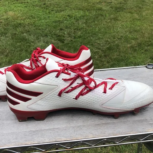 Adidas Quick frame football cleats, size 16, red and white,