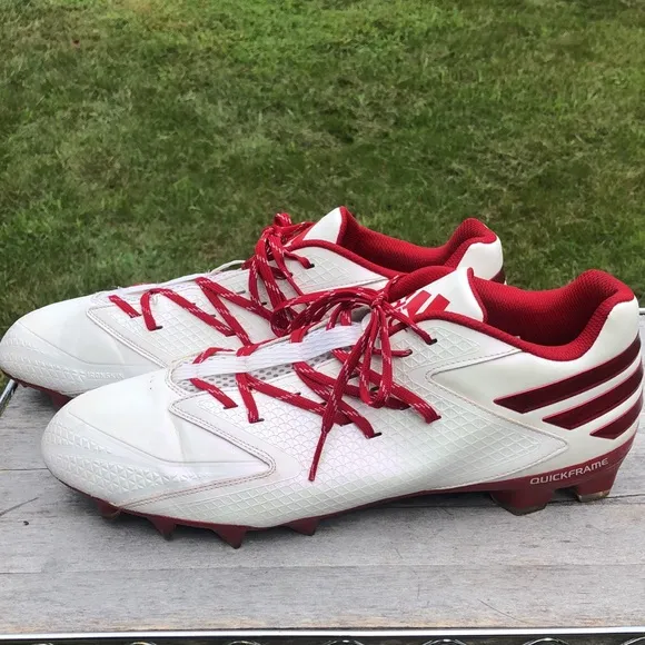 Adidas Quick frame football cleats, size 16, red and white,