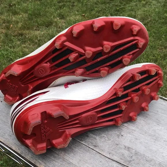 Adidas Quick frame football cleats, size 16, red and white,