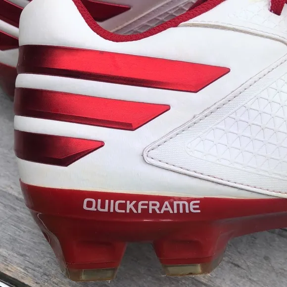 Adidas Quick frame football cleats, size 16, red and white,
