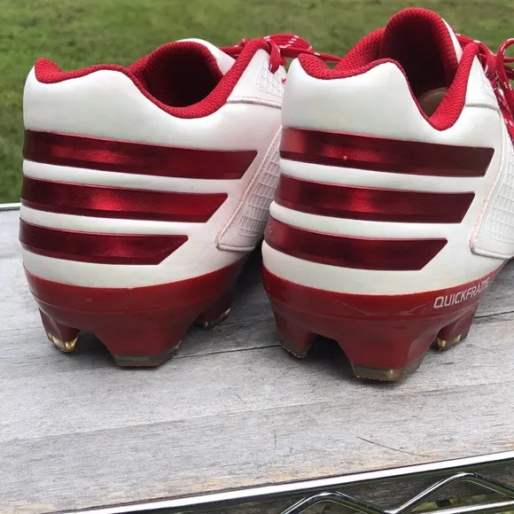 Adidas Quick frame football cleats, size 16, red and white,