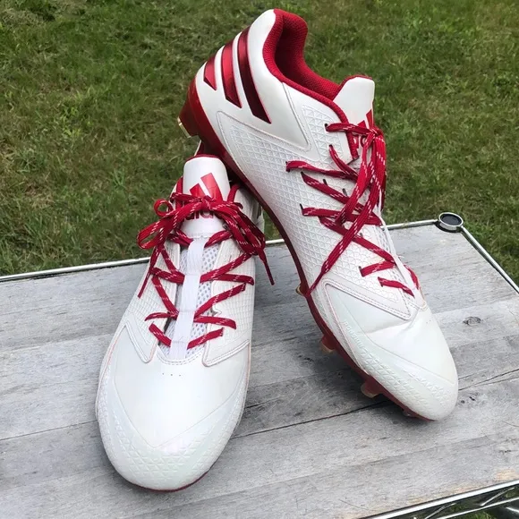Adidas Quick frame football cleats, size 16, red and white,