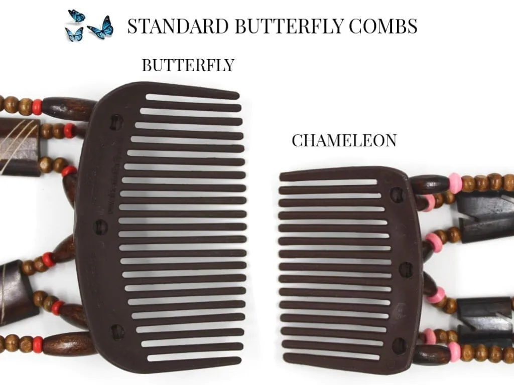 African Butterfly Hair Comb - Stones & Bones Black 114