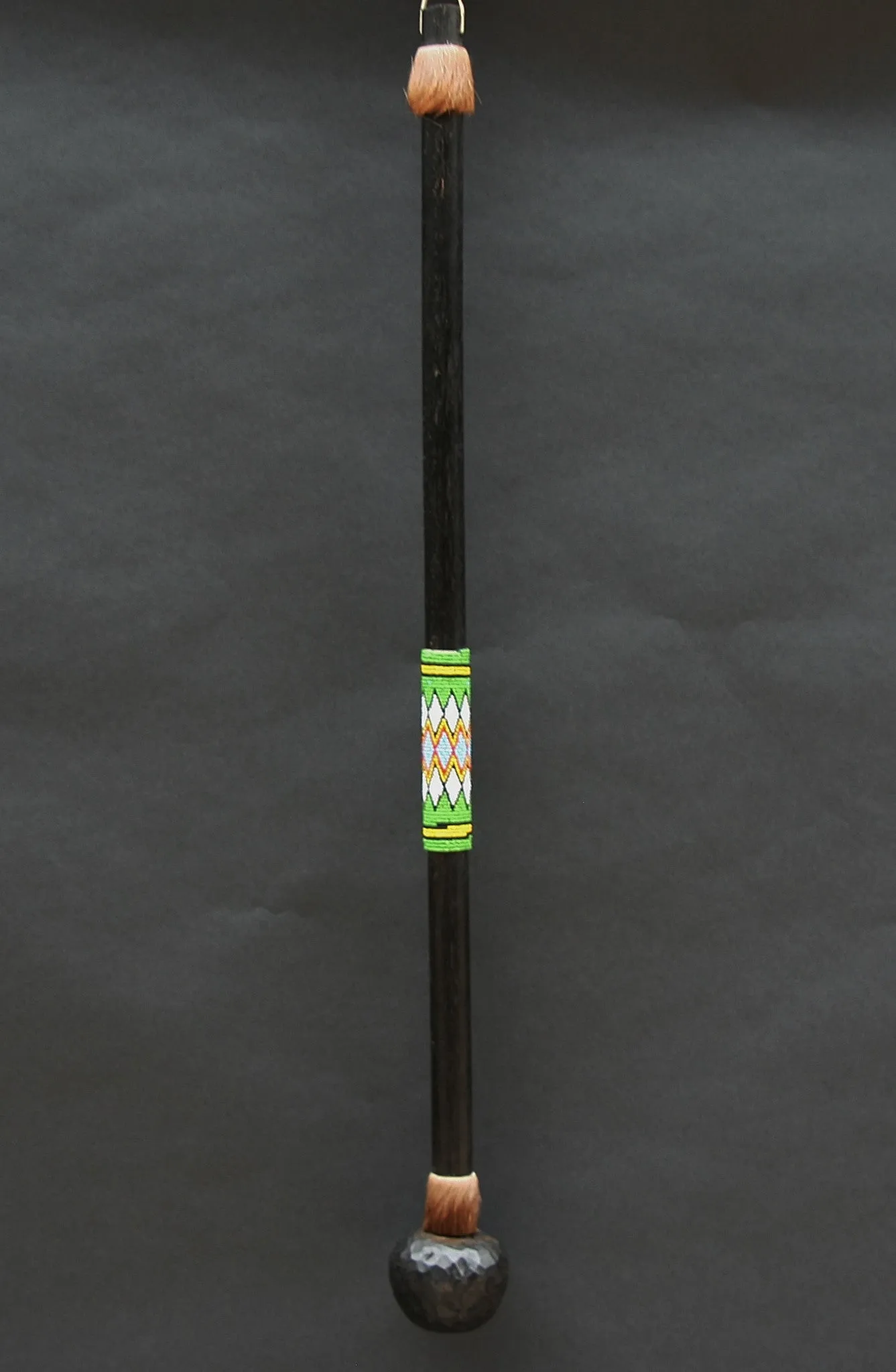 African Knobkiere War Hunting Club Hand-Carved & Beaded