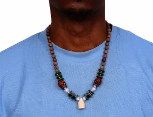 African Wood Necklace Flame Bone