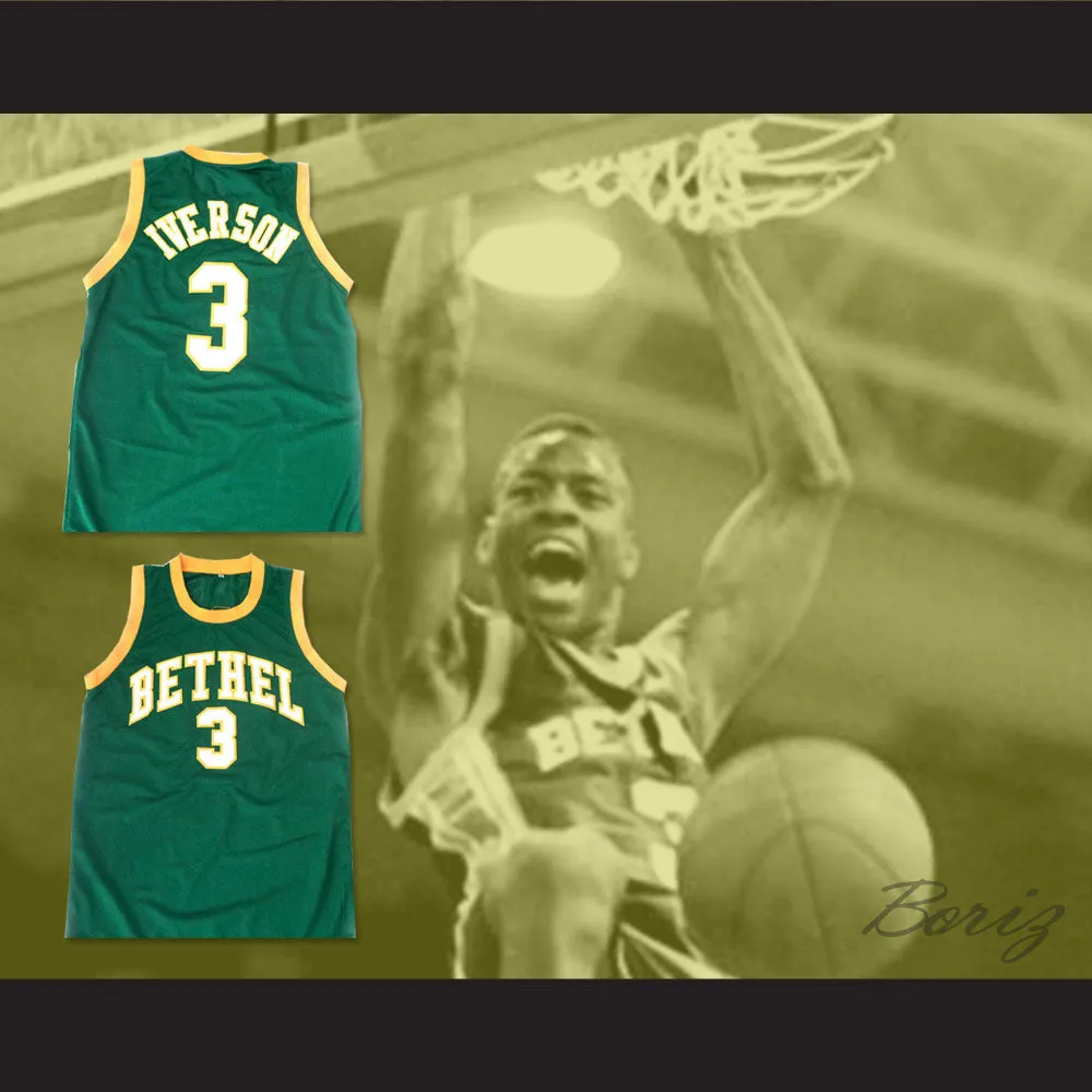 Allen Iverson 3 Bethel High School Bruins Green Basketball Jersey