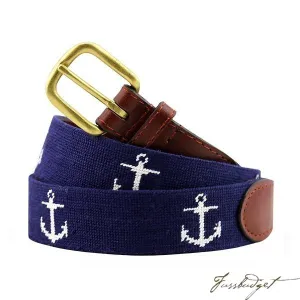 Anchor (Dark Navy) Needlepoint Belt