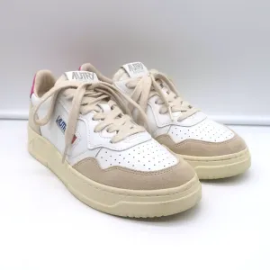 Autry Medalist Low Top Sneakers White & Pink Leather Size 38