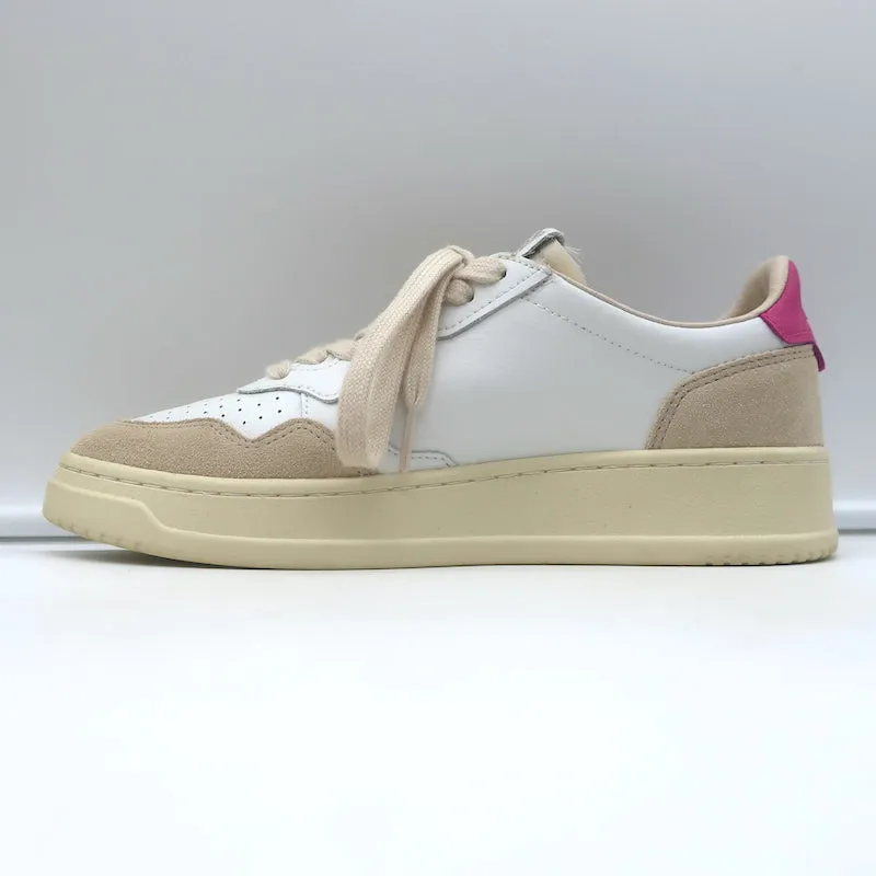 Autry Medalist Low Top Sneakers White & Pink Leather Size 38
