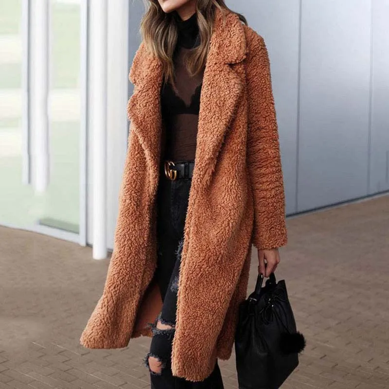 Autumn Long Winter Coat Woman Faux Fur Coat Women Warm Ladies Fur Teddy