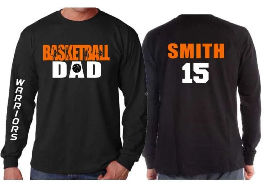 Basketball Shirt | Long Sleeve Shirt | Basketball Dad, Brother, Grandpa | Customize Your Team & Colors