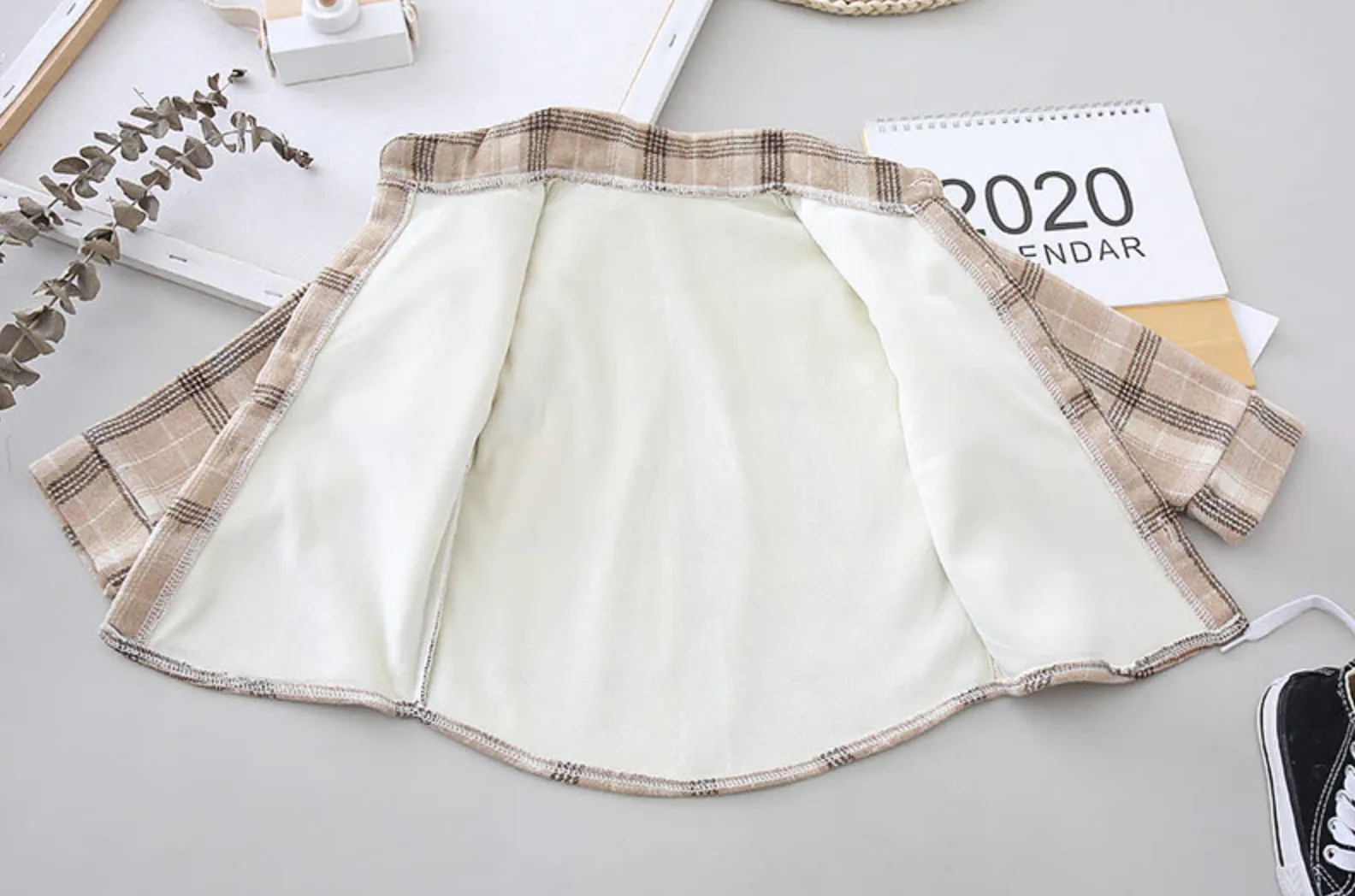 Beige Checked Shacket