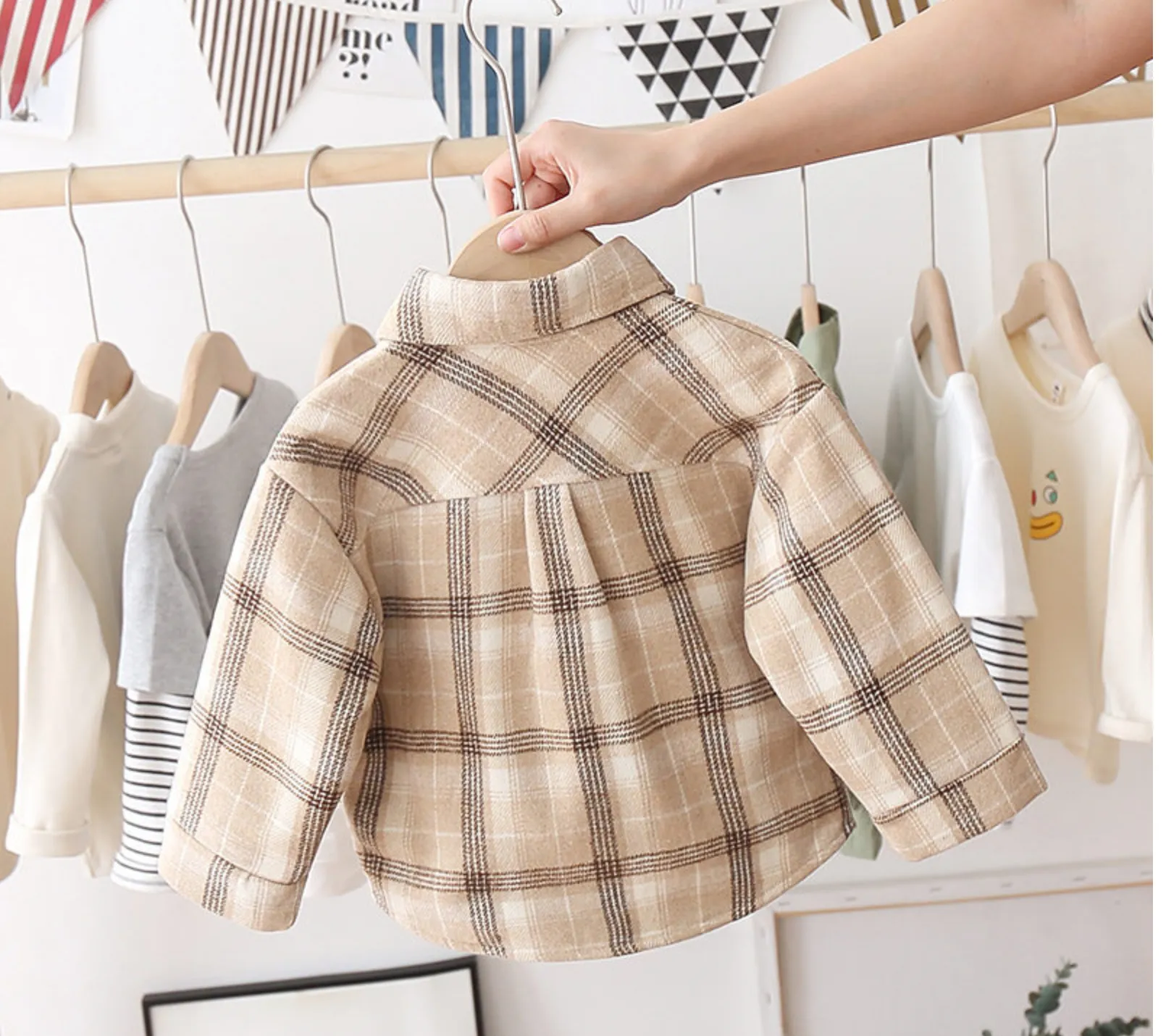 Beige Checked Shacket