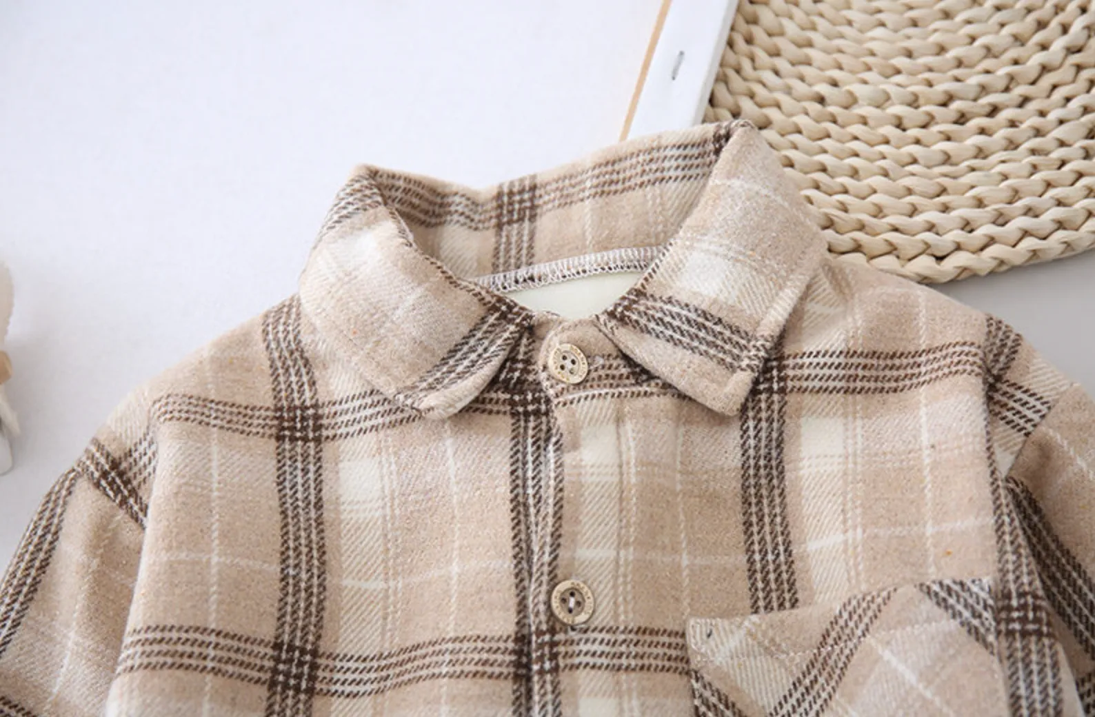 Beige Checked Shacket