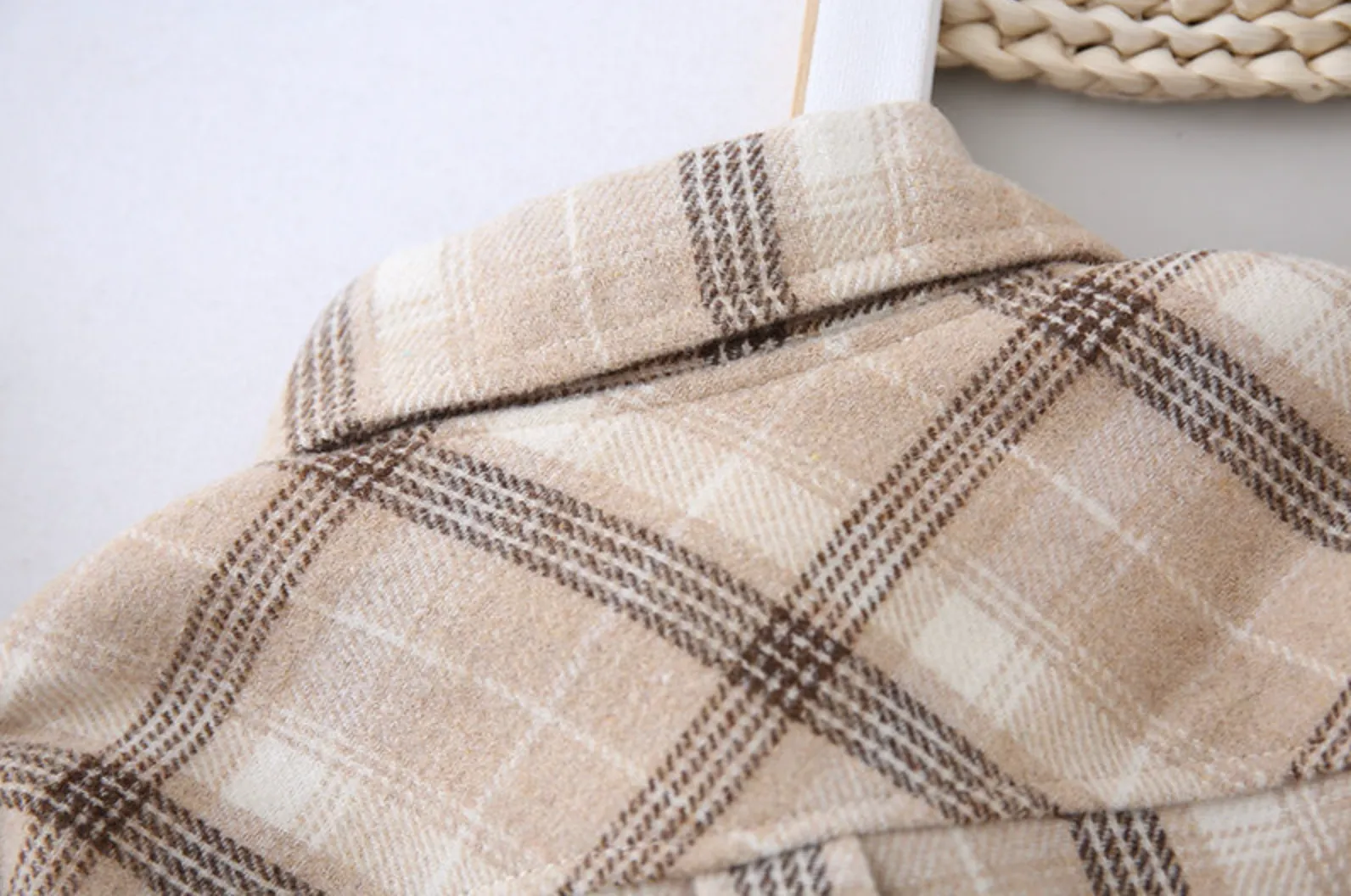 Beige Checked Shacket