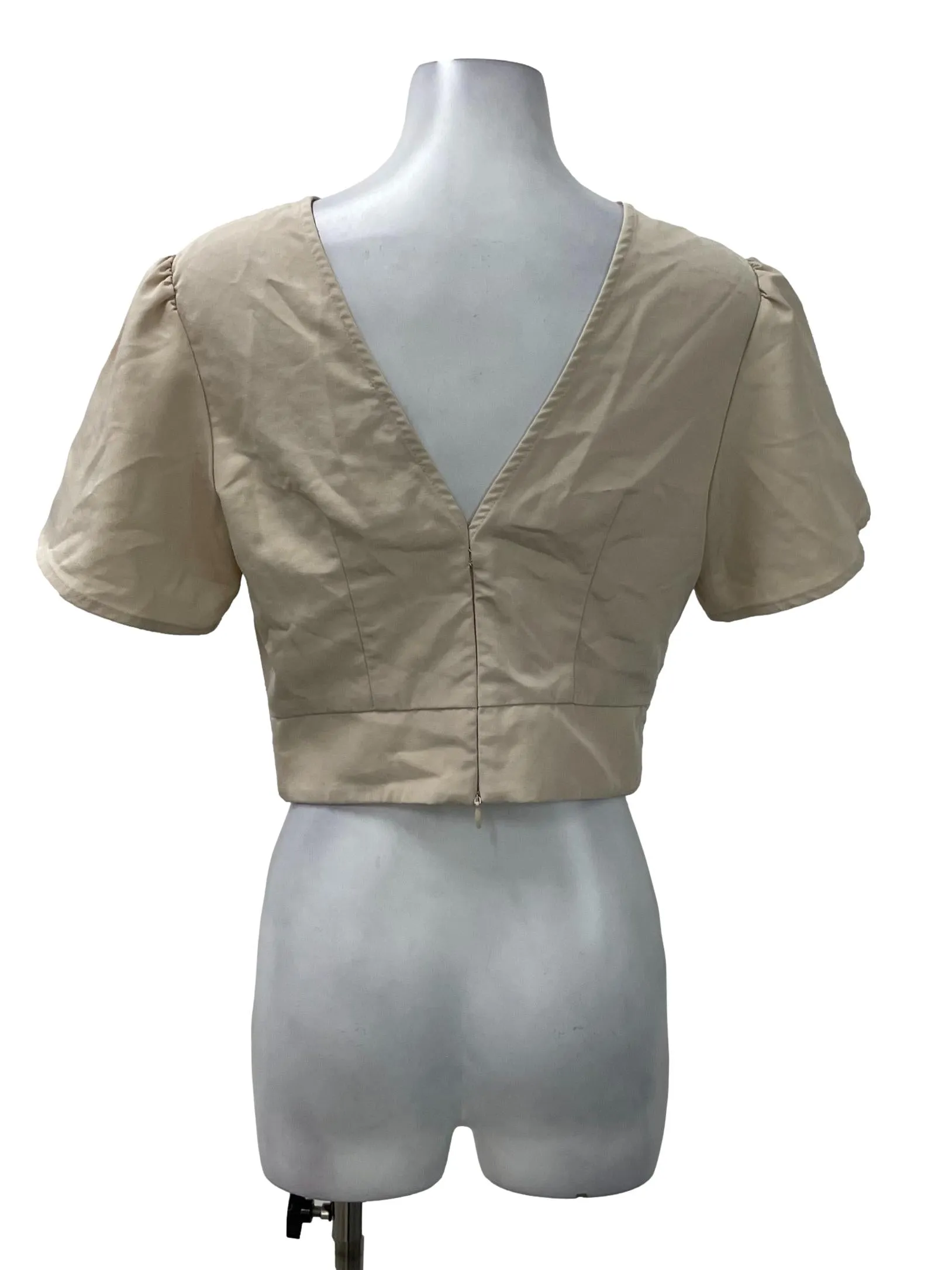 Beige Low Back Twist Top
