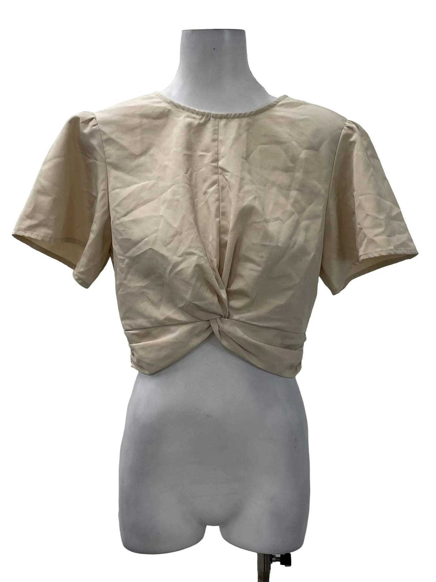 Beige Low Back Twist Top
