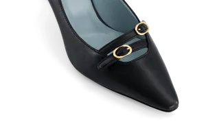 Beryl Apple Leather Small Heel Pumps | Black