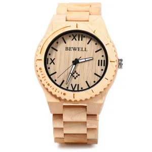 BEWELL Mens Wooden Watch