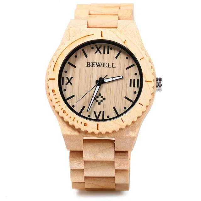 BEWELL Mens Wooden Watch