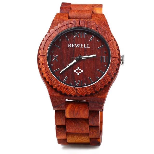 BEWELL Mens Wooden Watch