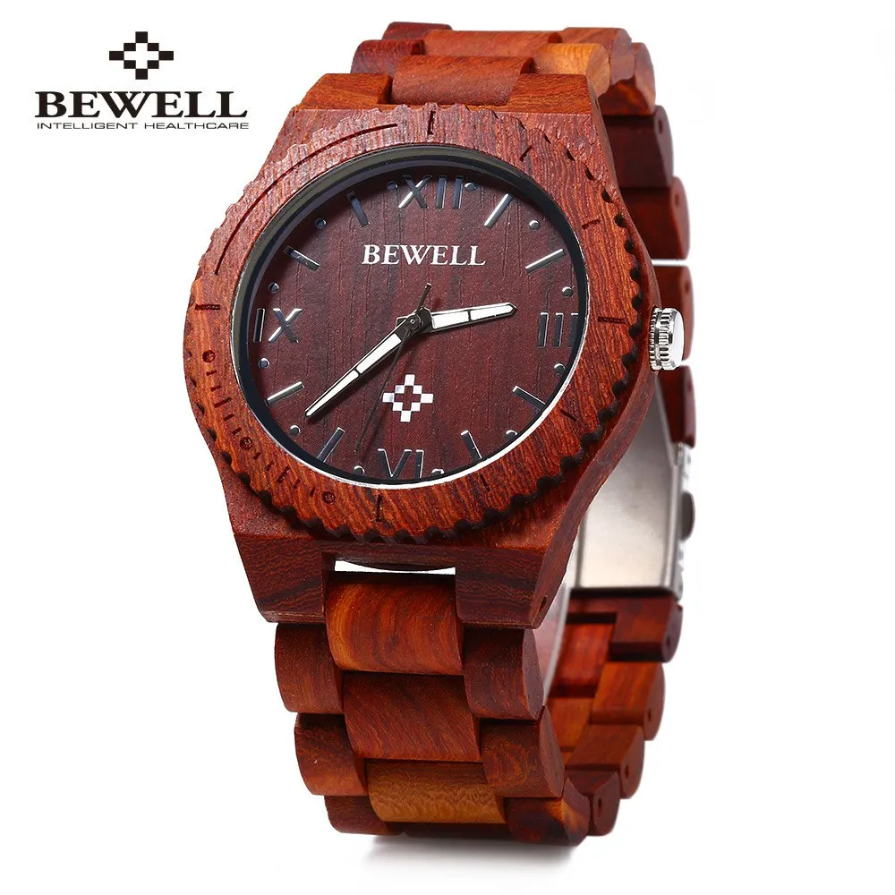 BEWELL Mens Wooden Watch