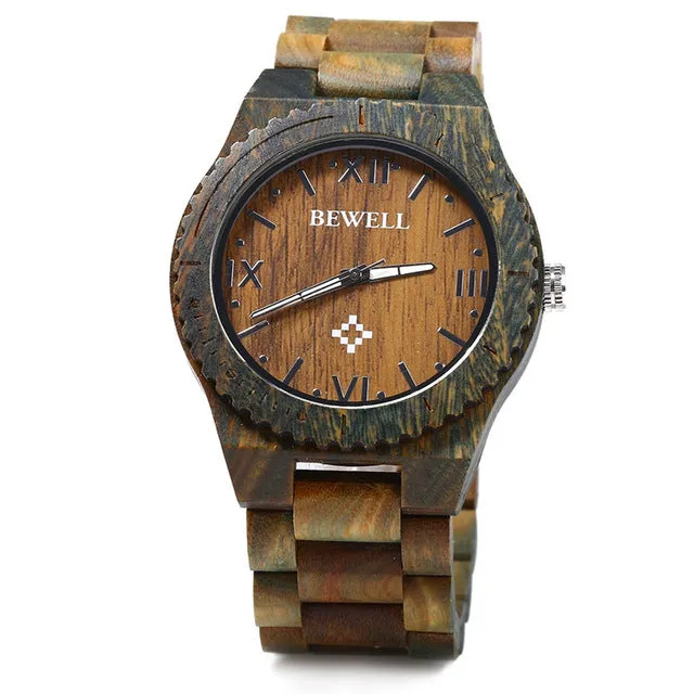 BEWELL Mens Wooden Watch