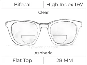 Bifocal - Flat Top 28 - High Index 1.67 - Aspheric - Clear