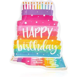 Birthday Cake Die-cut Paper Plates (15 X 13 In 24 Pack) Multi Color