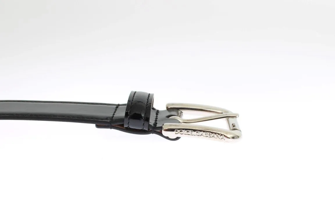 Black patent leather belt