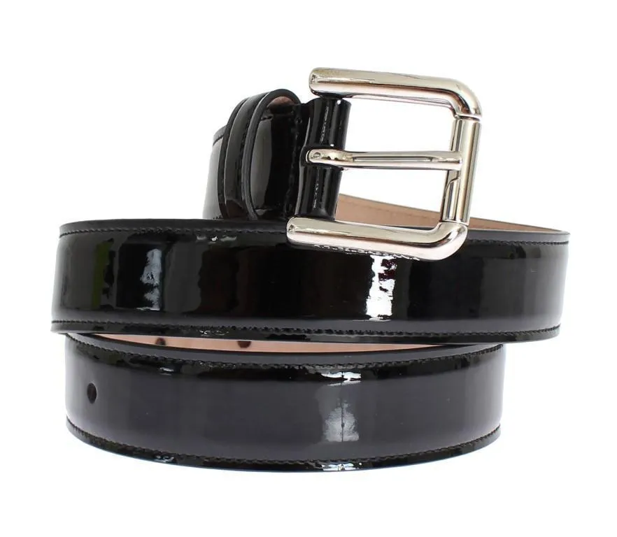 Black patent leather belt