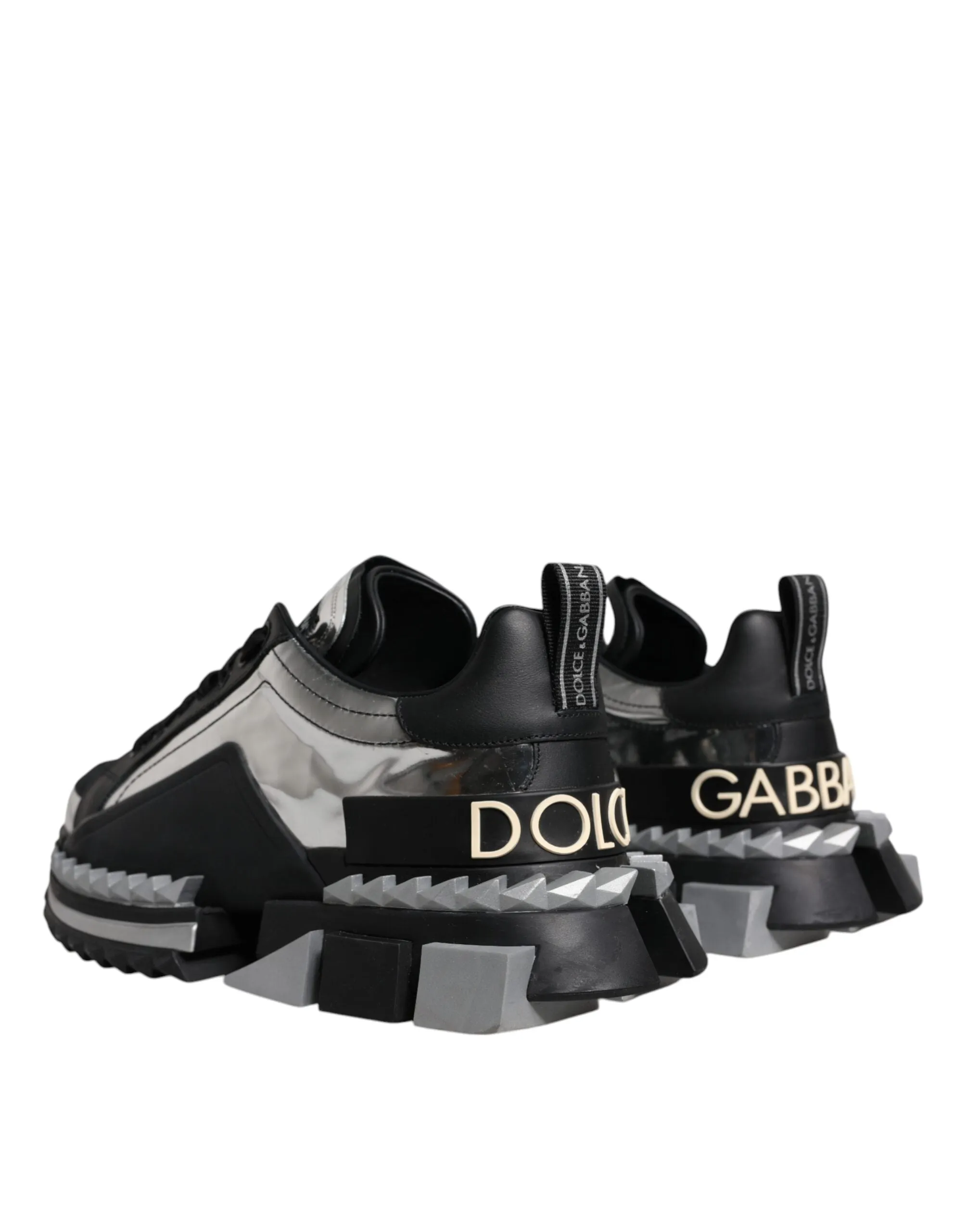 Black Silver SUPER KING Leather Sneaker Shoes
