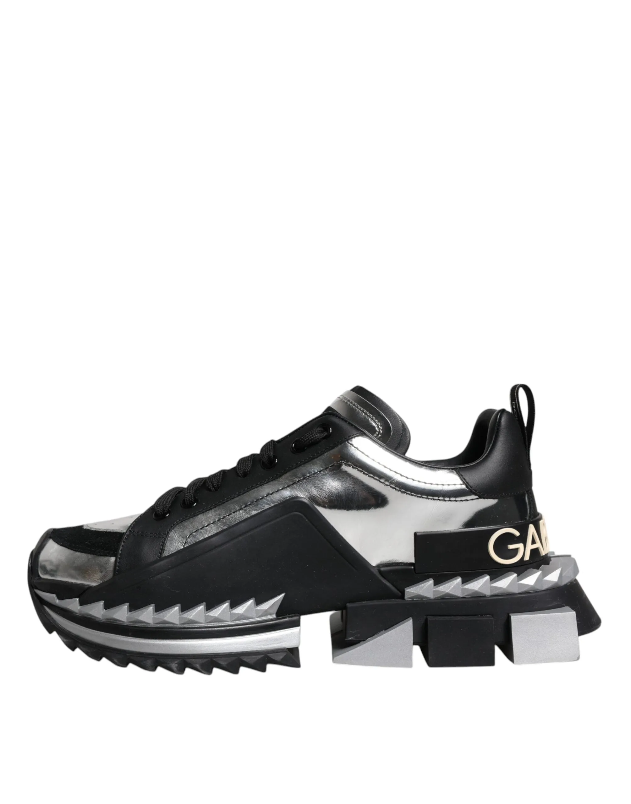 Black Silver SUPER KING Leather Sneaker Shoes