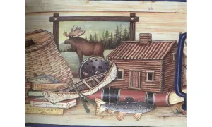 Blue Cream Wooden Hunting Gear 30682230 Wallpaper Border