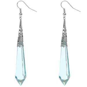 Blue Faux Crystal Pointy Earrings