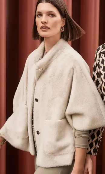 Bonded Faux Fur Suede Jacket 243917