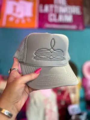 Boot Stitch Trucker Hat In Grey
