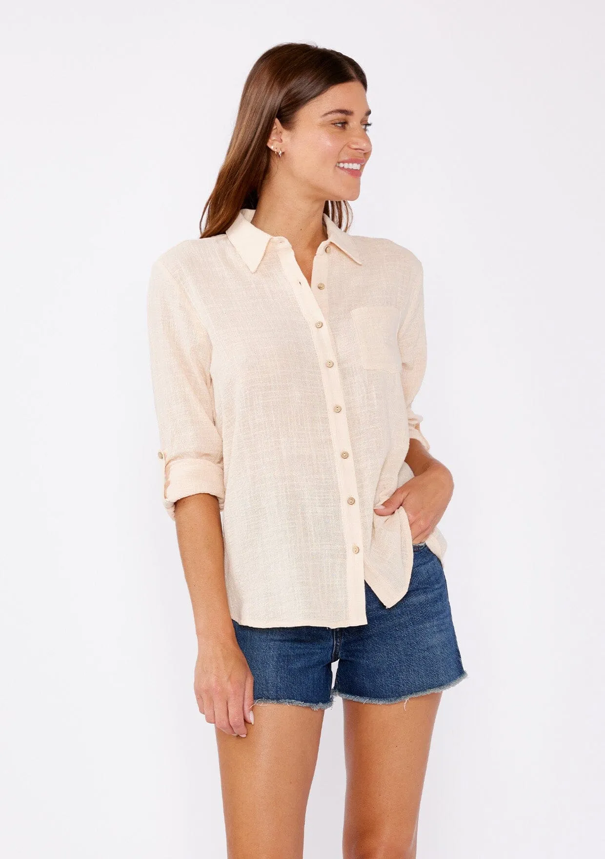 Breezy Basics Button Front Top